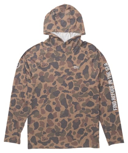 Salty Crew Lurking Long-Sleeve Hooded Sunshirt - Tan Camo - XL