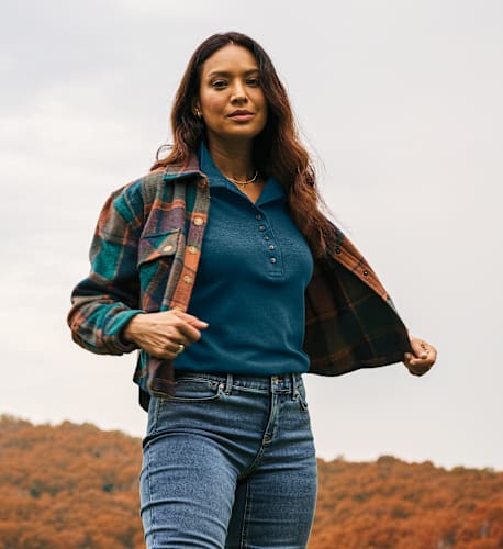 Natural Reflections 10-Button Long-Sleeve Mock Turtleneck | Bass