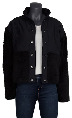 Women's Oversized Winter Coat - Fleece Lambswool Biker Jacket, Sherpa Lined, Warm & Casual