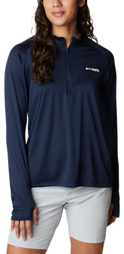 (取寄) コロンビア レディース タイダル ティー 1/4 ジップ Columbia women Tidal Tee 1/4 Zip Collegiate Navy/White Logo COLUMBIA Tidal Tee 1/4 Zip