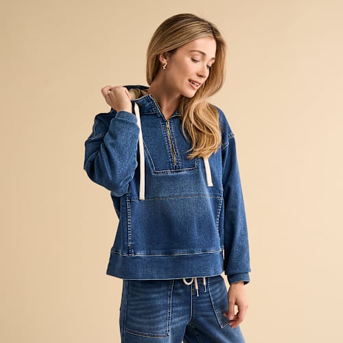 Natural Reflections Daybreak Denim Pullover Hoodie - Dark Denim