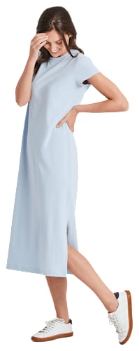 Life is Good Solid Crusher Short-Sleeve Dress for Ladies - Glacier Blue - S  | Bass Pro Shops