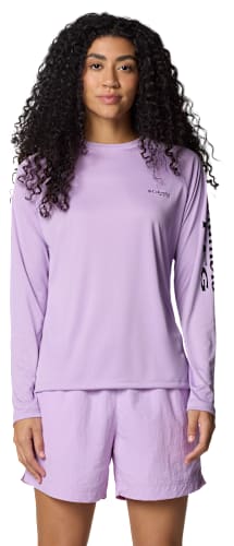 (取寄) コロンビア レディース タイダル ティー リ L/S Columbia women Tidal Tee II L/S Lavender Pearl/Hydrangea Logo Women's Tidal Tee II Long Sleeve Wicking Sun Shading Shirt