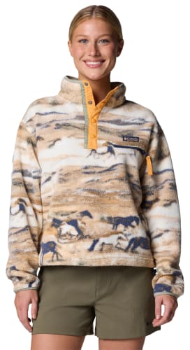売れ筋商品|||コロンビア カットソー トップス レディース Women's Helvetia¢ II Printed Cropped Half-Snap Fleece Lemon Wash Roaming Women's Helvetia II Printed Cropped Half Snap Fleece