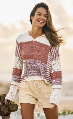 Natural Reflections Long-Sleeve Hooded Pullover Sweater for Ladies