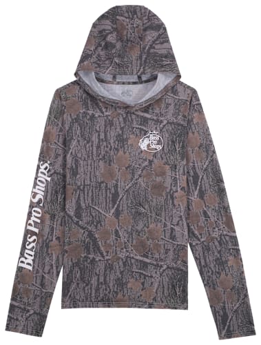 ウェア Bass Pro Shops Lightweight Camo Hoodie Bass Pro Shops Camo Long-Sleeve Hooded T-Shirt for Kids - Green