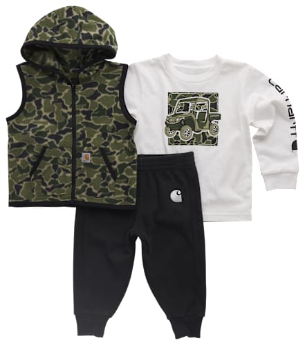 Carhartt Camo Vest, Long-Sleeve T-Shirt, and Pants 3-Piece Set for Babies