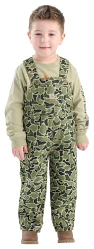 Carhartt Logo Long-Sleeve T-Shirt and Canvas Camo Overalls 2-Piece Set for Toddlers