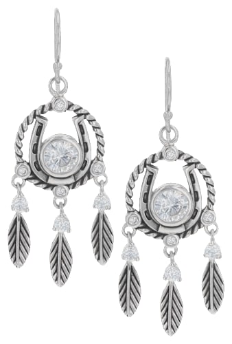 Montana Silversmiths Horseshoe Feather Dreams Earrings Cabela's