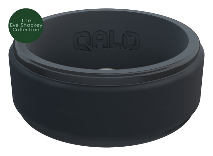 QALO Step Edge Polished Gunmetal Silicone Ring for Men Bass Pro