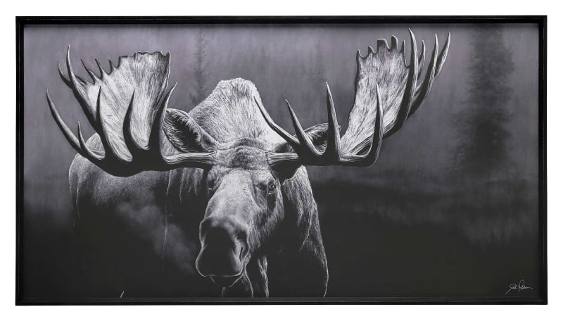 Open Roads Brands Moose Black & White Wood Frame Wall Art by Joel