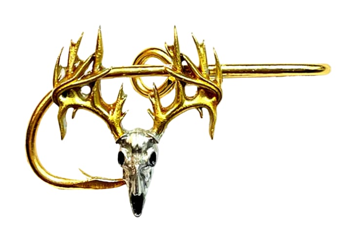 deer fishing hook ANTLER HOOKIT #1 - Hat - Hat Clip The Deer Skull and bow on this Hookit is hand 1 5/8 Maui Fish Hook-