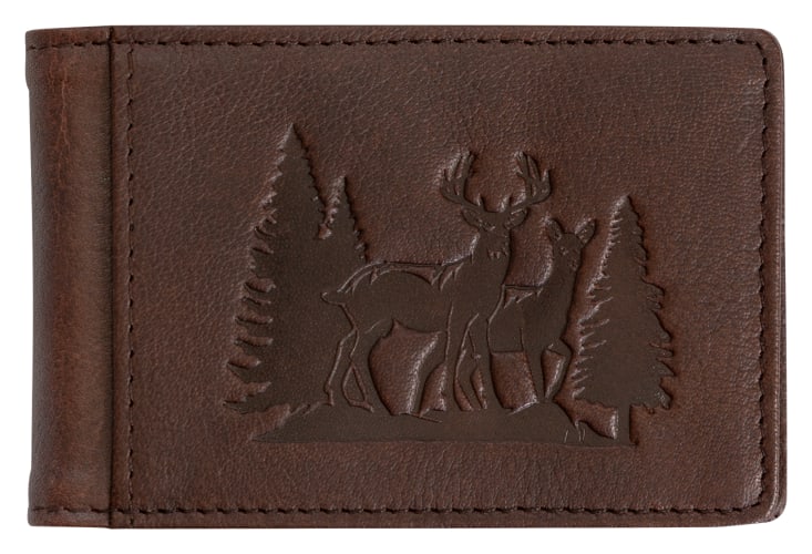 Redhead Deer Embossed Leather Front-Pocket Wallet with Money Clip