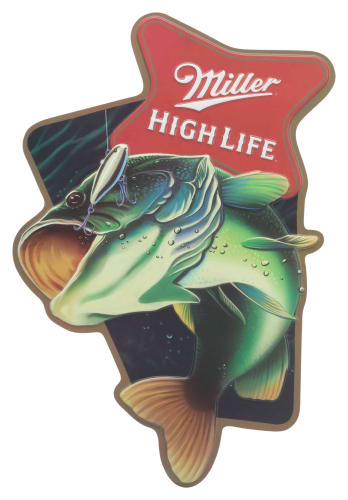 Open Road Brands Molson Coors Miller High Life Open Mouth Bass Metal Sign