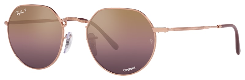 Ray-Ban Gold/Rose frame Sunglasses with Gold/Red Mirror Chromance polarized lens Ray-Ban Jack CHROMANCE RB3565 Rose Gold Frame with Red  main image 4
