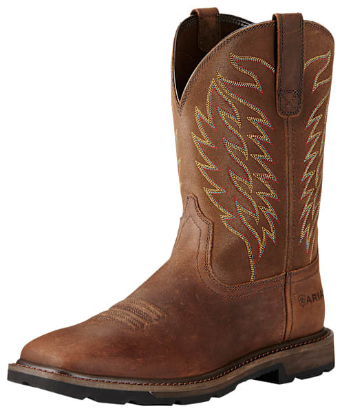 Ariat Groundbreaker Wide Square-Toe Western Work Boots for Men