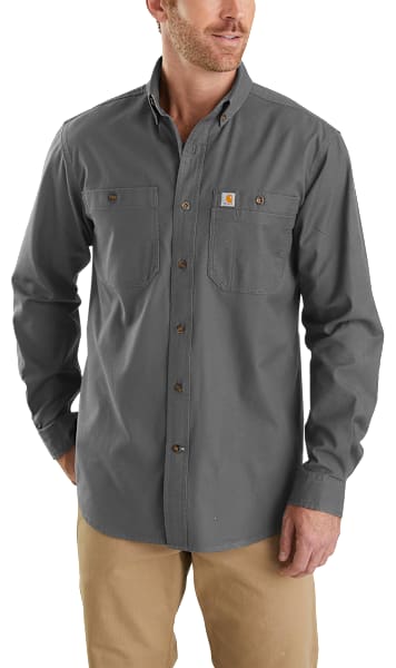 Carhartt Rugged Flex Relaxed-Fit Midweight Canvas Long-Sleeve Button-Down Shirt for Men