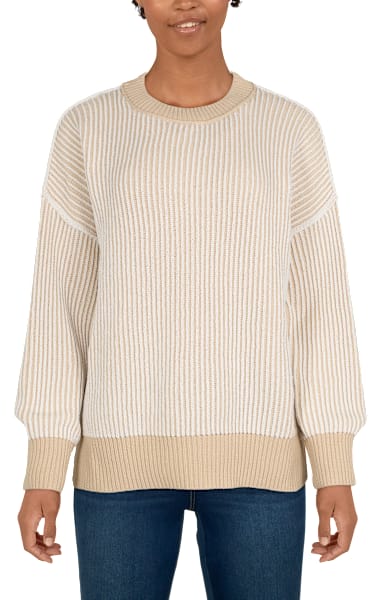 Natural Reflections Campfire 2-Tone Crew-Neck Long-Sleeve Sweater