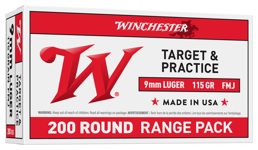 Winchester 9mm Luger 115 Grain FMJ Centerfire Handgun Ammo
