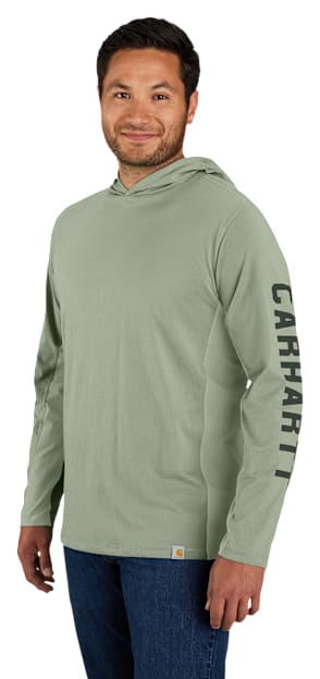 Carhartt Force Relaxed Fit Midweight Logo Graphic Long-Sleeve Hooded T-Shirt for Men