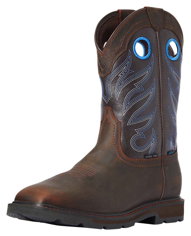 Ariat Groundwork Wide Square-Toe H2O Steel-Toe Western Work Boots for Men