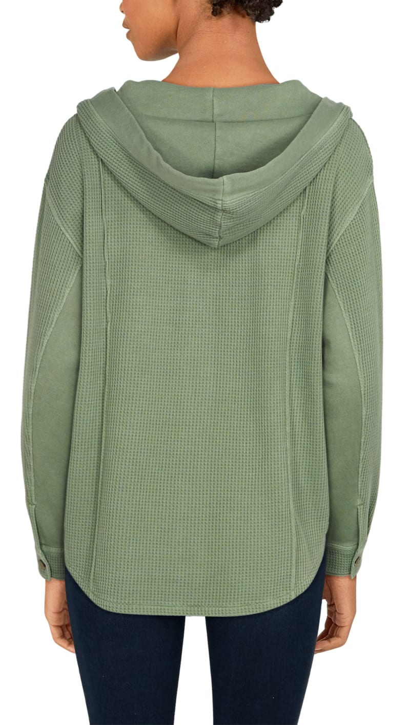 Natural Reflections Waffle Hooded Shirt Jacket for Ladies