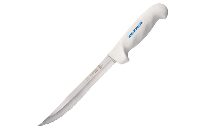 Dexter Outdoors SOFGRIP Tiger Edge Fillet Knife with Edge Guard-White