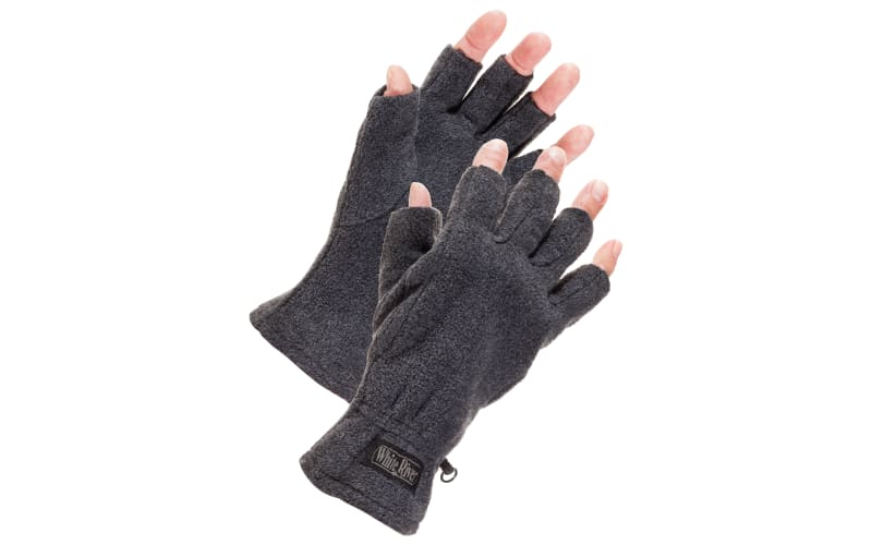 White River Fly Shop Fingerless Fleece Gloves-Gray