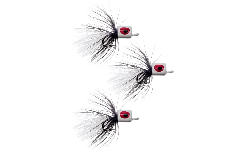 K & E Stopper Lures Panfish Popper Fly 3-Pack-White