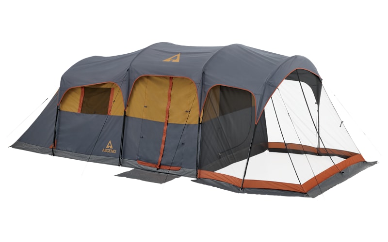Ascend 8-Person Tunnel Tent with Screen Porch-Turbulence/Bistre/Clay