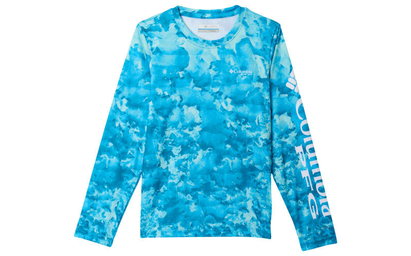 Columbia Super Terminal Tackle PFG Long-Sleeve T-Shirt for Kids-Blue Echo