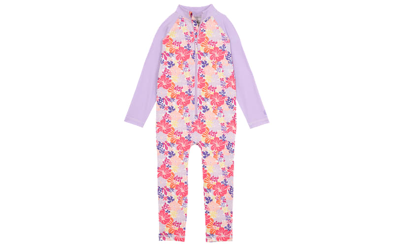 World Wide Sportsman Long-Sleeve Sunsuit for Toddlers-Flower Power/Pink Lemonade