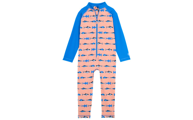 World Wide Sportsman Long-Sleeve Sunsuit for Toddlers-Peach Fish Friends