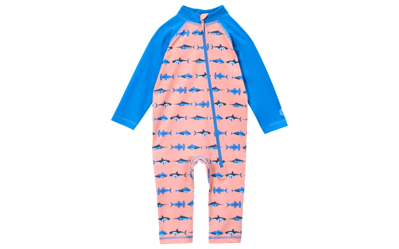 World Wide Sportsman Long-Sleeve Sunsuit for Babies-Peach Fish Friends