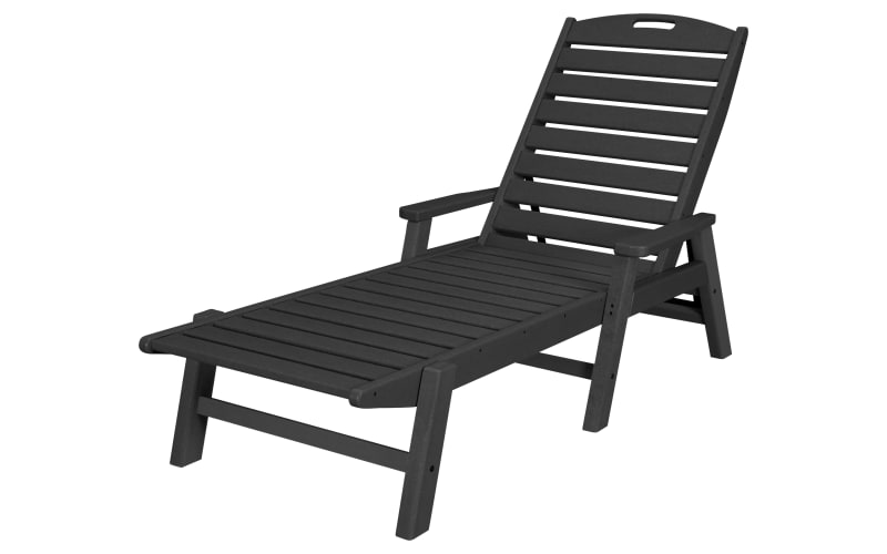 POLYWOOD Nautical Chaise with Arms-Black
