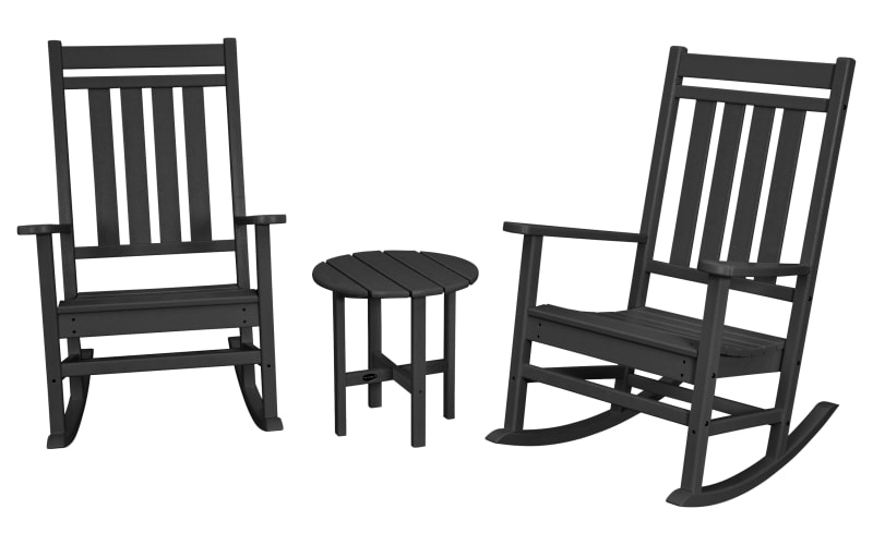 POLYWOOD Estate 3-Piece Rocking Chair Set-Black