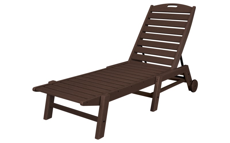 POLYWOOD Nautical Chaise with Wheels-Mahogany