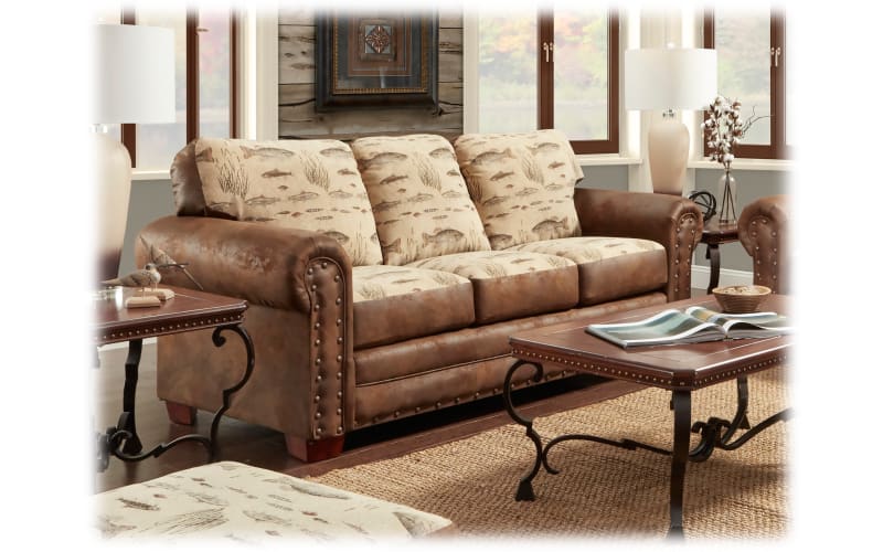 American Furniture Classics Angler's Cove Collection Sofa-Brown with Tapestry