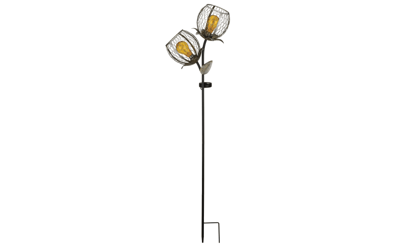 Regal Art and Gift Round Edison Solar Flower Stake-Silver