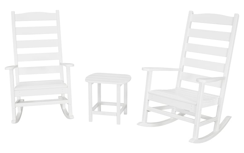 POLYWOOD Shaker 3-Piece Porch Rocking Chair Set-White