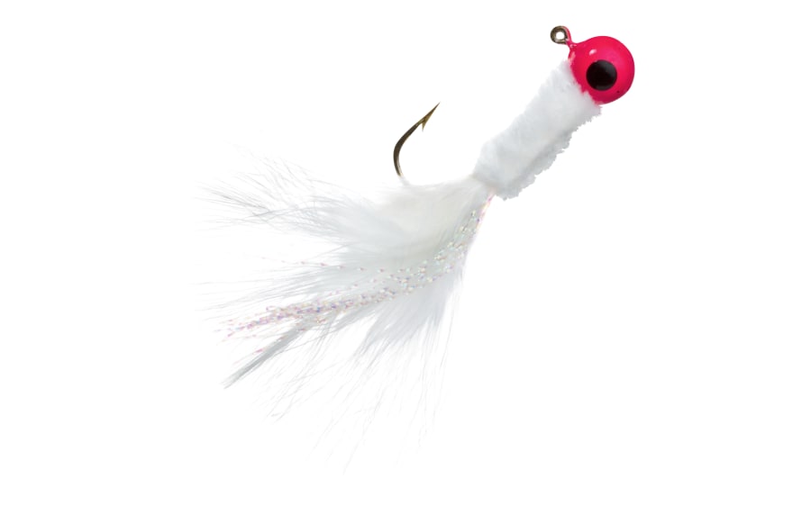 Bass Pro Shops Marabou Tinsel Jig – White/Blue Flash – 1/32 oz