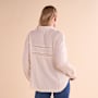 Natural Reflections Lace-Trim Double Cloth Button-Down Long-Sleeve Shirt-Egret