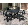 POLYWOOD La Casa Cafe 5-Piece Round Farmhouse Dining Set-Black