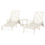 POLYWOOD Nautical 3-Piece Chaise Lounge with Arms Set with South Beach Side Table-Sand
