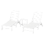 POLYWOOD Nautical 3-Piece Chaise Lounge with Wheels Set with South Beach Side Table-White