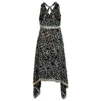 Santiki Daphne Halter Handkerchief Dress for Ladies - Black Leaf