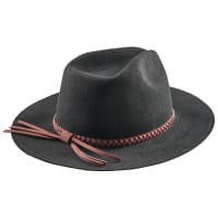 Black Felt Wide-Brim Women\'s Hat with Brown Braided Band Felt Wide Brim Hat Featuring Thin Braided Leather Band  main image 2