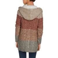 Natural Reflections Stripe Sherpa Hooded Long Sleeve Cardigan for