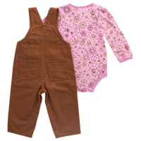 Carhartt Floral Long-Sleeve Bodysuit and Canvas Overalls 2-Piece Set for Baby Girls