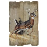 Open Road Brands Leaping Deer Planked Wood Wall Decor by Al Agnew